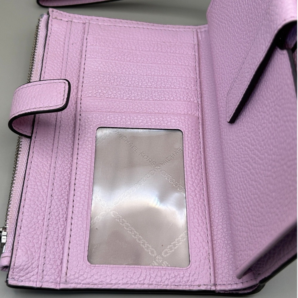 MICHAEL Michael Kors Adele Double-Zip Pebble Leather Phone Wristlet Lilac Pink - Picture 6 of 14